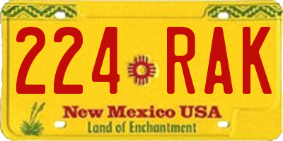 NM license plate 224RAK