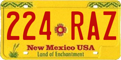 NM license plate 224RAZ