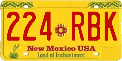 NM license plate 224RBK
