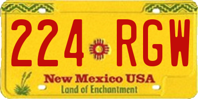 NM license plate 224RGW