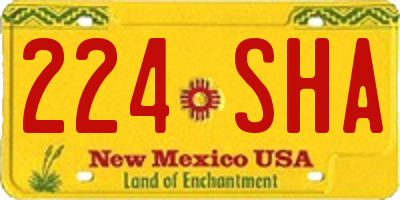 NM license plate 224SHA