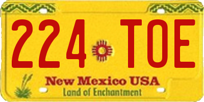 NM license plate 224TOE