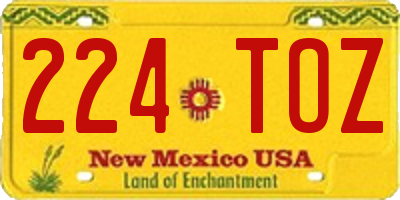 NM license plate 224TOZ