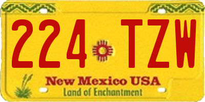 NM license plate 224TZW