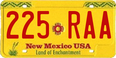 NM license plate 225RAA