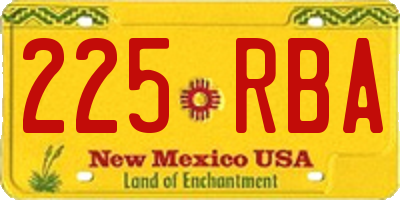 NM license plate 225RBA