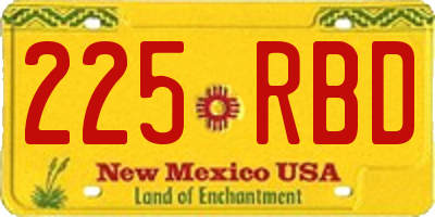 NM license plate 225RBD