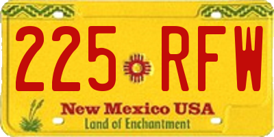 NM license plate 225RFW