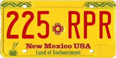 NM license plate 225RPR
