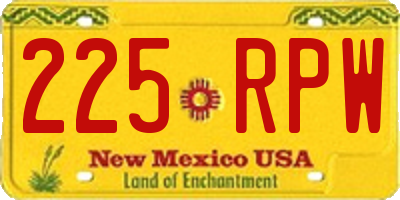 NM license plate 225RPW