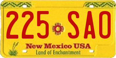 NM license plate 225SAO