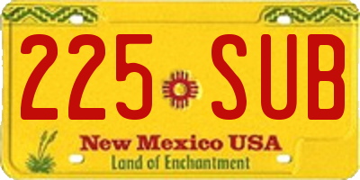 NM license plate 225SUB