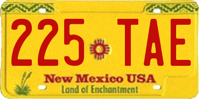 NM license plate 225TAE