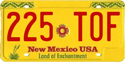 NM license plate 225TOF