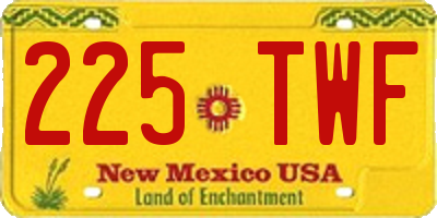 NM license plate 225TWF