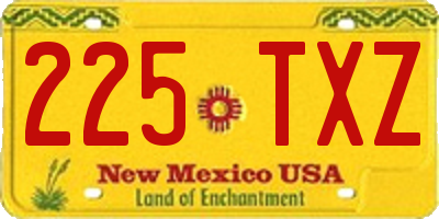 NM license plate 225TXZ
