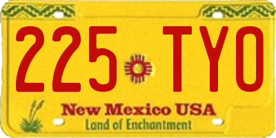 NM license plate 225TYO
