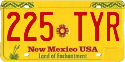 NM license plate 225TYR