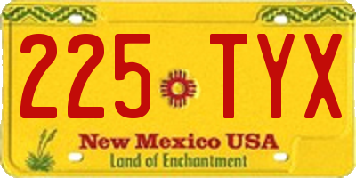 NM license plate 225TYX