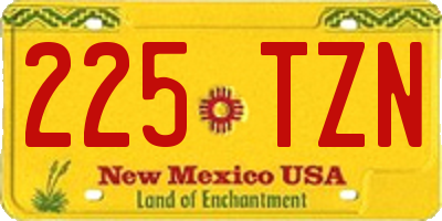 NM license plate 225TZN