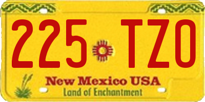 NM license plate 225TZO