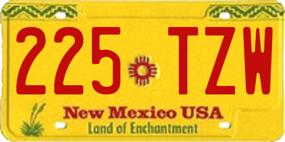 NM license plate 225TZW