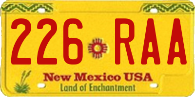 NM license plate 226RAA