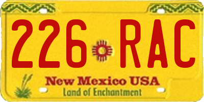 NM license plate 226RAC