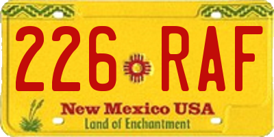 NM license plate 226RAF