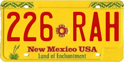 NM license plate 226RAH