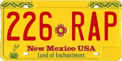 NM license plate 226RAP