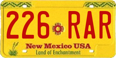 NM license plate 226RAR