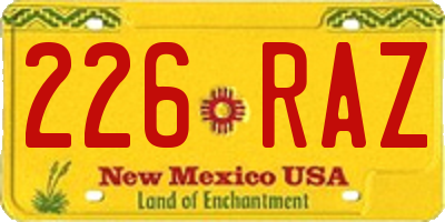 NM license plate 226RAZ