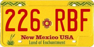 NM license plate 226RBF