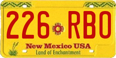 NM license plate 226RBO