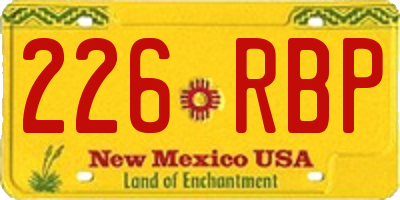 NM license plate 226RBP