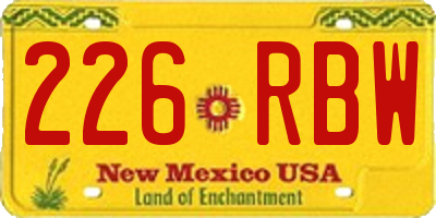 NM license plate 226RBW