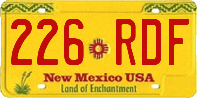 NM license plate 226RDF