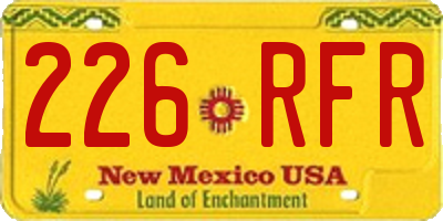 NM license plate 226RFR