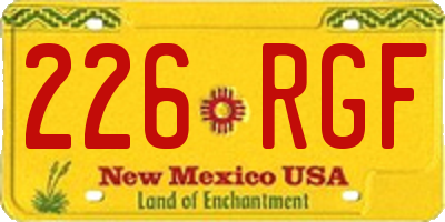 NM license plate 226RGF