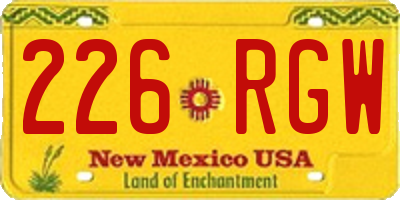 NM license plate 226RGW