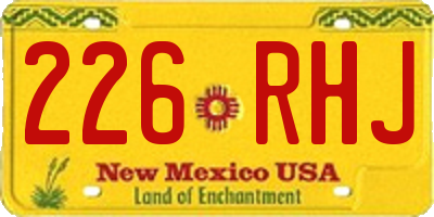 NM license plate 226RHJ