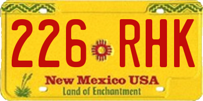 NM license plate 226RHK
