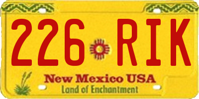 NM license plate 226RIK