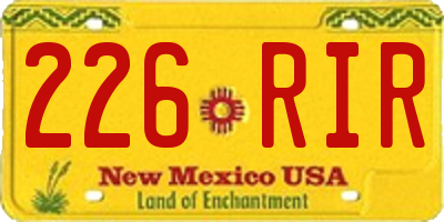 NM license plate 226RIR