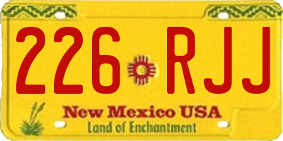 NM license plate 226RJJ