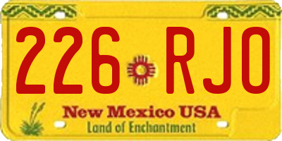 NM license plate 226RJO