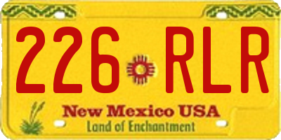 NM license plate 226RLR