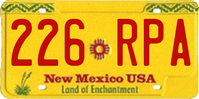 NM license plate 226RPA
