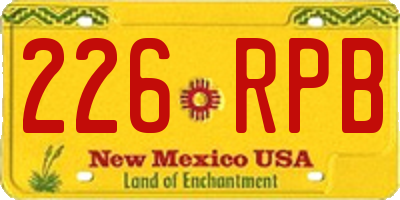 NM license plate 226RPB